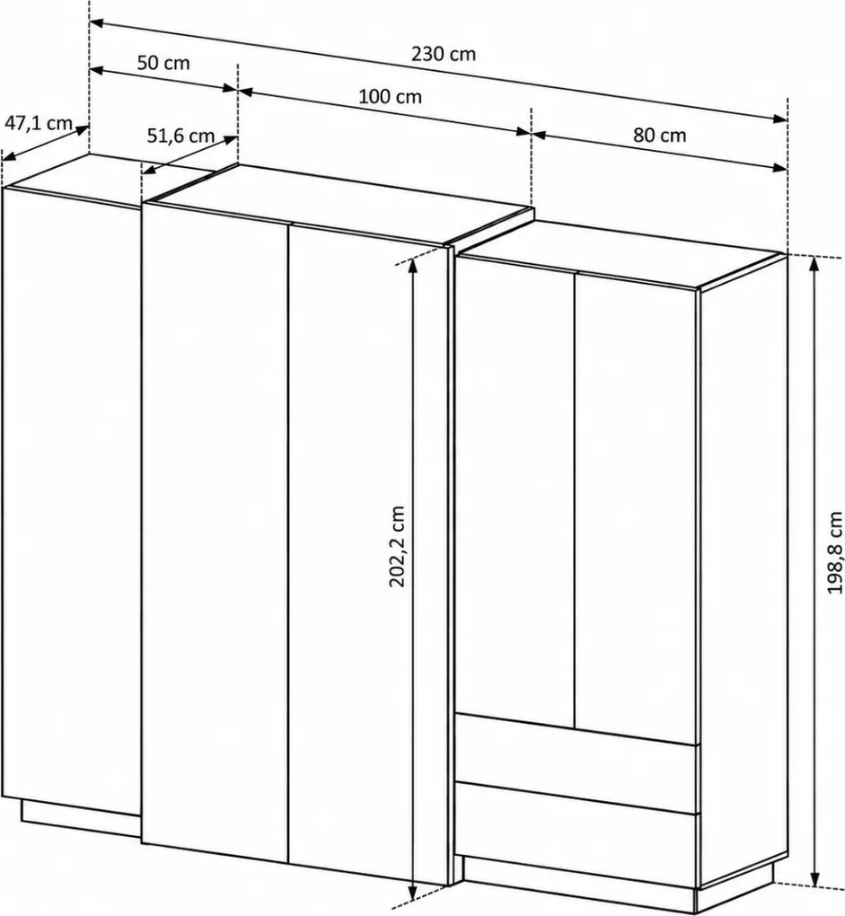 ŠATNÍKOVÁ SKRIŇA NORDVIK DUB CRAFT + BIELA 230 cm