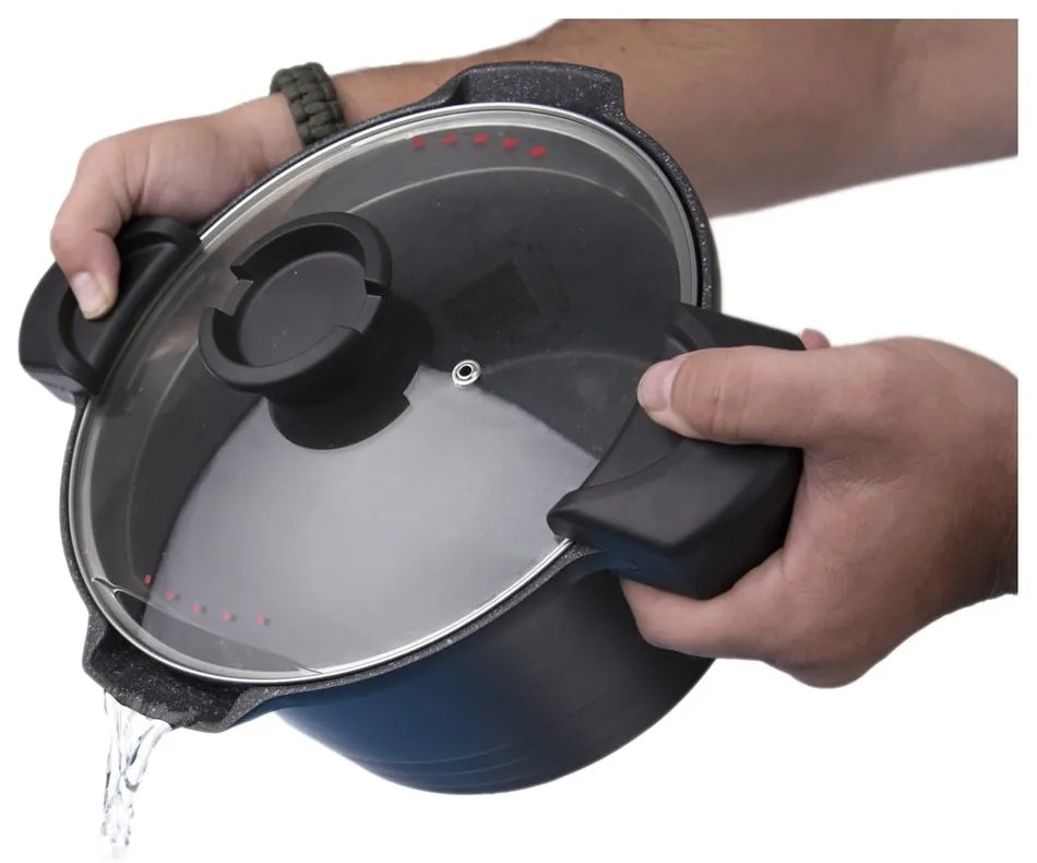 Hrniec s nepriľnavým povrchom Pfluon Granit so sklenenou pokrievkou Orion Pasta Grande, 5,5 l