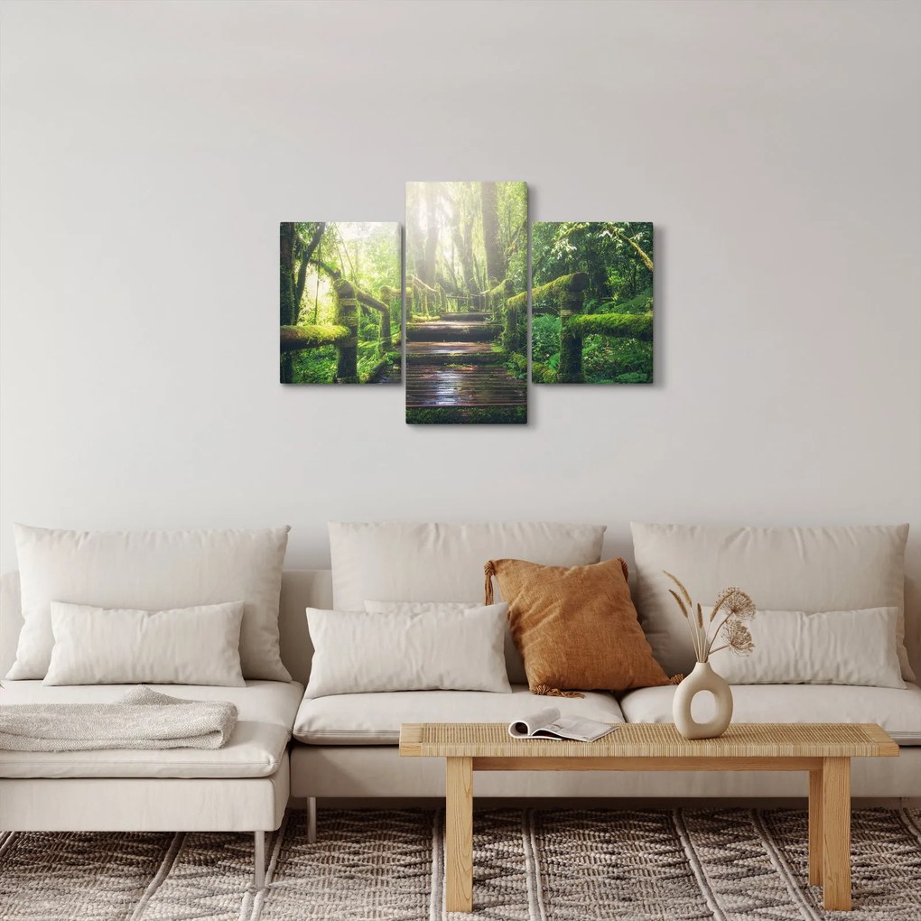 Obraz - drevené schody v lese (90x60 cm)