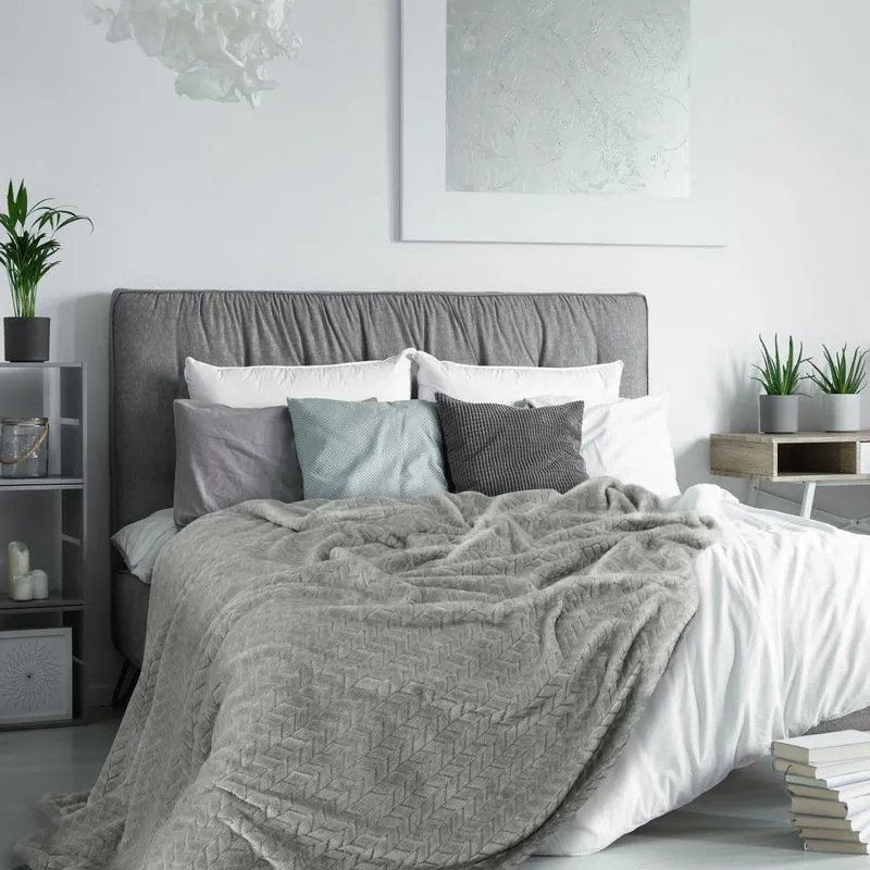 EUROFIRANY Klasická deka z mikroflanelového vlákna príjemného na dotyk 170 cm x 210 cm oceľová 100 % polyester Varianta: 335300