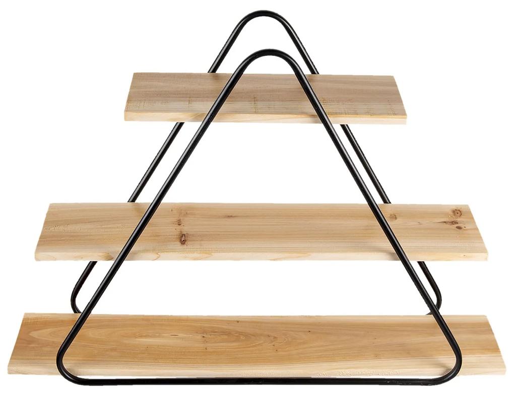 Nástenný kovový stojan s 3 drevenými policami Triangle - 70 * 15 * 50 cm
