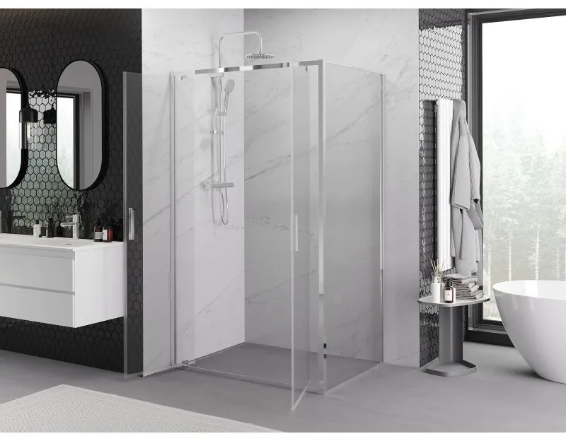 Mexen Exo, sprchovací kút s krídlovými dverami 70 x 80 cm, 6mm číre sklo, chrómový profil, 8182-070-080-01-00