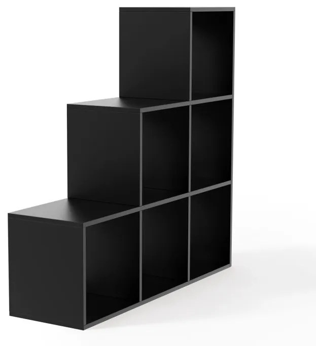 MIADOMODO Stupňovitý regál stredný, voľne stojaci, čierny