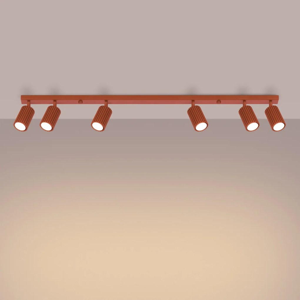 Bodové svietidlo Karbon, 6x okrovo červené kovové tienidlo, (možnosť polohovania)