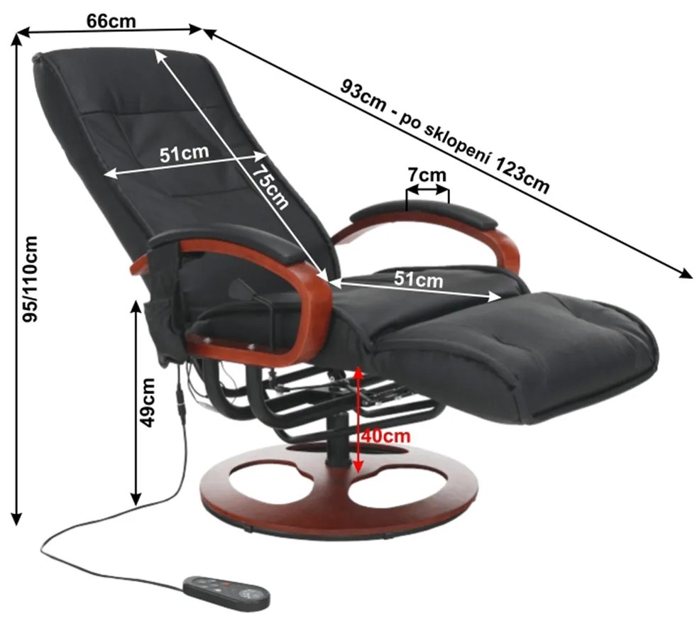 Masážne kreslo Ardos (ekokoža čierna + čerešňa) . Vlastná spoľahlivá doprava až k Vám domov. 1063785