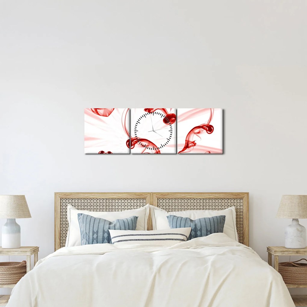 Obraz srdca z dymu (s hodinami) (90x30 cm)