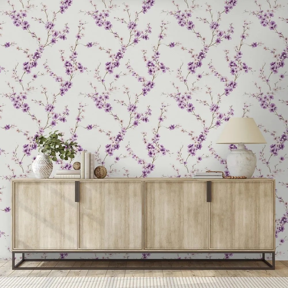 Tapeta fialové kvety na svetlom pozadí