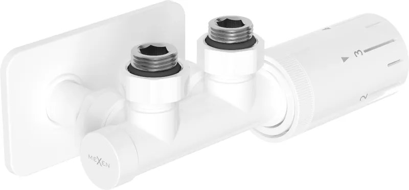 Mexen G05 termostatická súprava rohová s krytkou S, Duplex, DN50, biela - W907-958-910-20