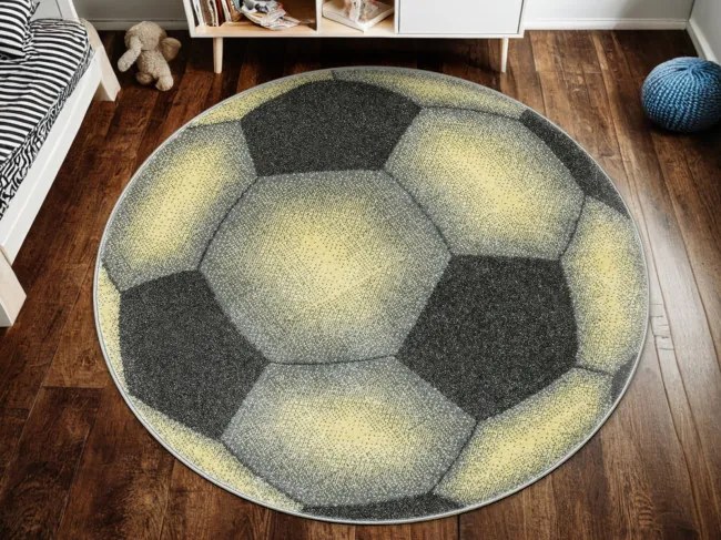 Koberec Lima G758A Football, grafitový / žltý kruh