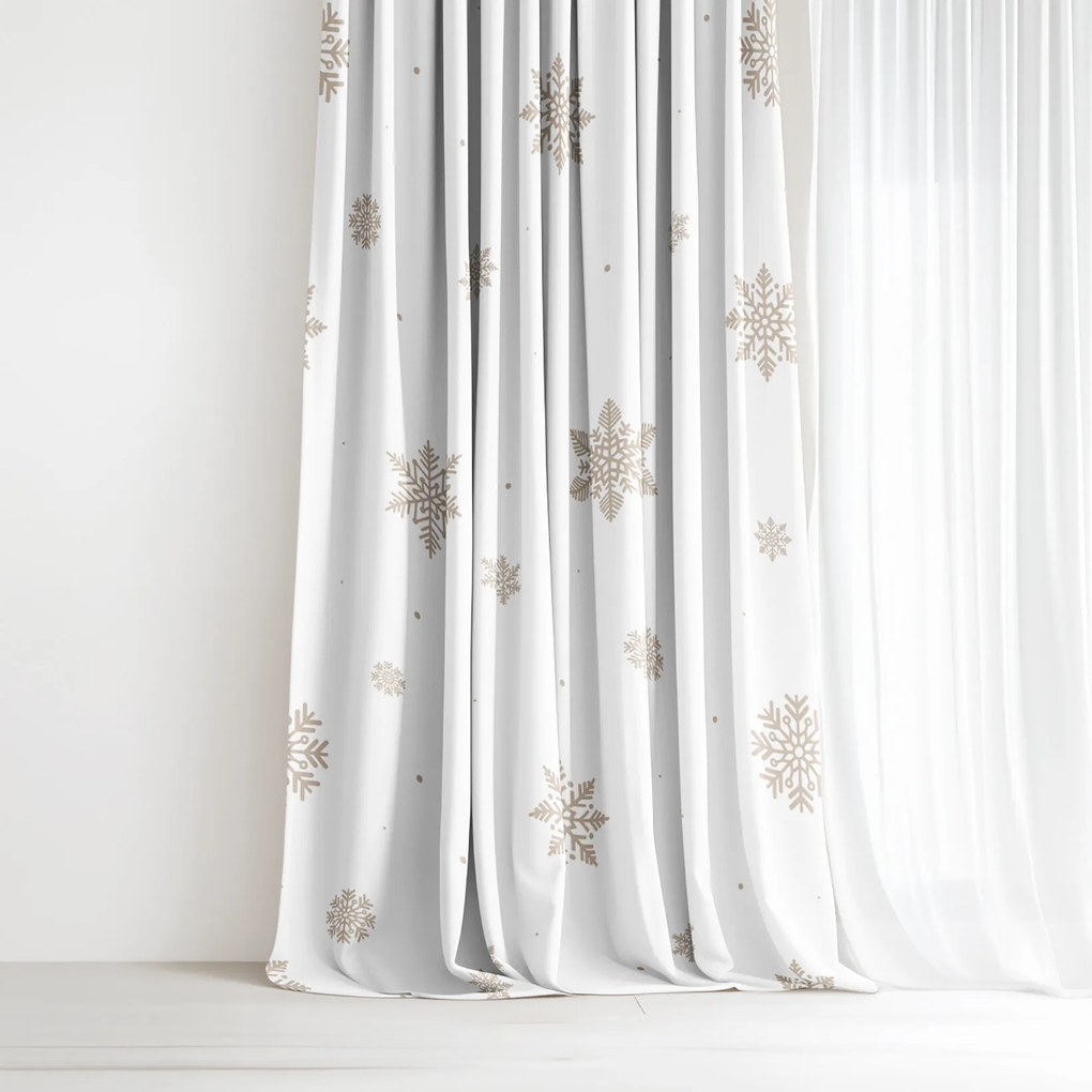 Goldea bavlnený záves - snehové vločky na bielej 220x150 cm