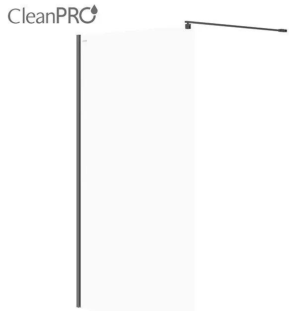 Cersanit Mille, sprchová zástena typu Walk-In 120x200 cm, 8mm číre sklo, čierny profil, S161-004