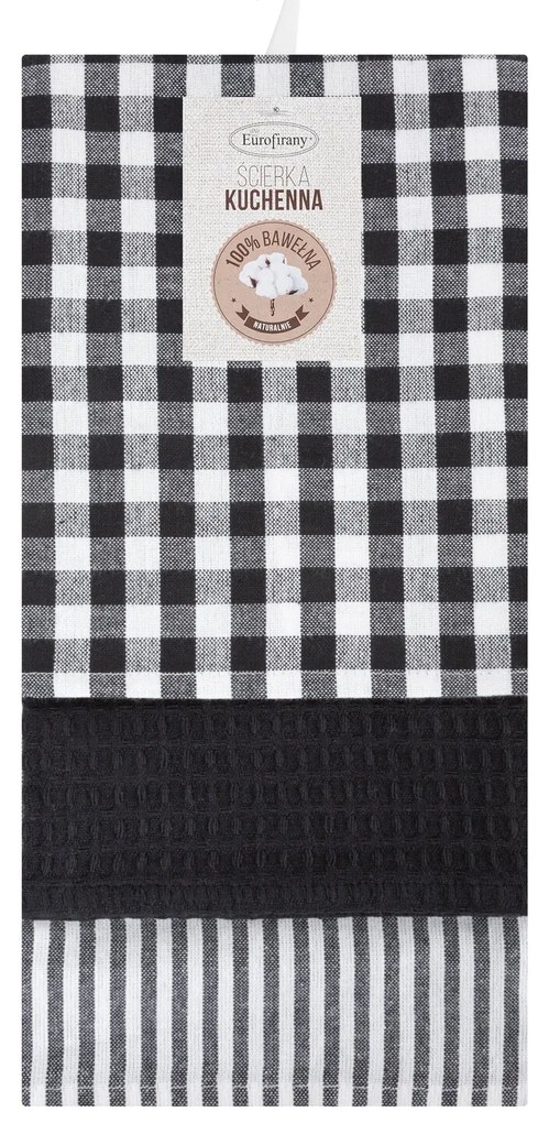 KUCHYNSKÁ UTIERKA LUCY SADA 3 KS 50X70 CM ČIERNE