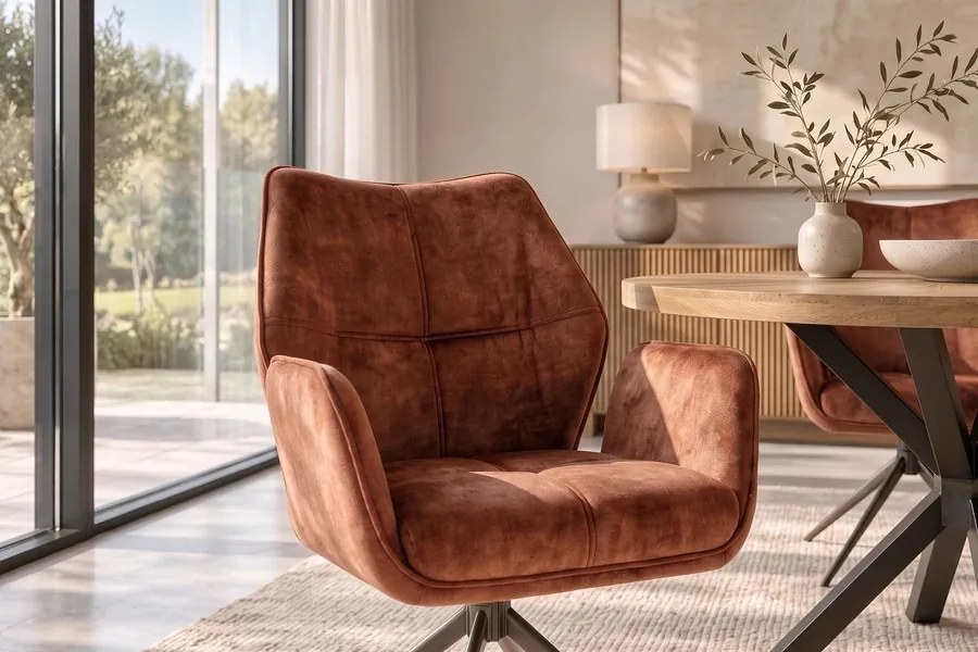 Dizajnová otočná stolička Kody hrdzavo-hnedý zamat