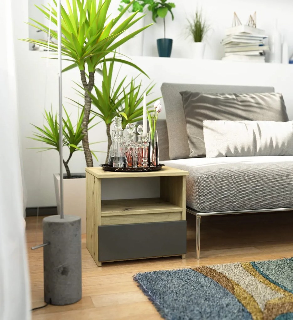 Nočný stolík CL1 40 cm dub artisan/grafitovo sivý