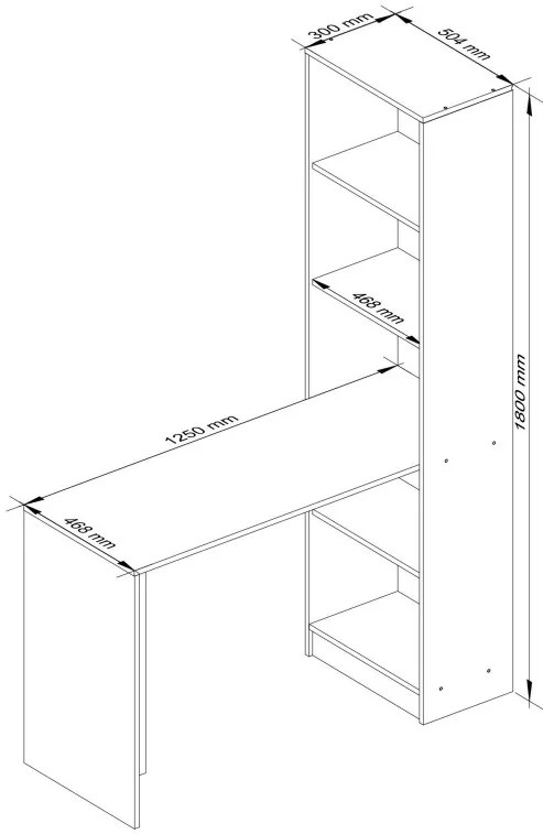 Písací stôl s regálom Smart biely