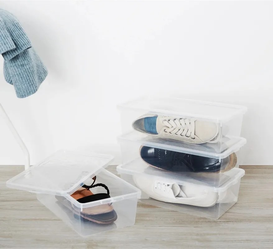 ADEO Súprava 4 ks úložných boxov na topánky s vekom, na dámske BARBIE 5 l – 19 x 34 x 10 cm