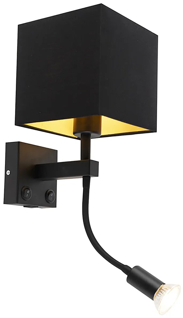 Inteligentná nástenná lampa čierna s USB vrátane Wifi A60 a GU10 - Zeno