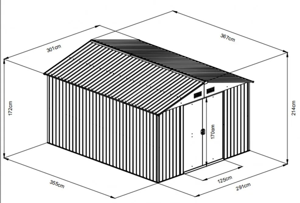 Záhradný domček 291x355 cm kovový Lanitplast Zelená