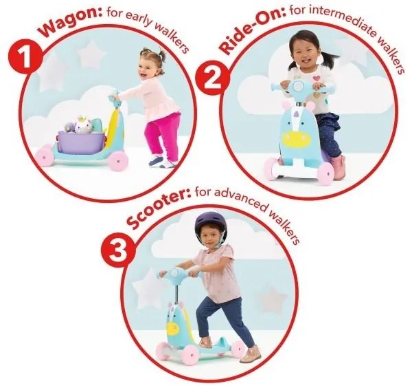 Skip Hop - Odrážadlo 3v1 ZOO jednorožec 3xAAA