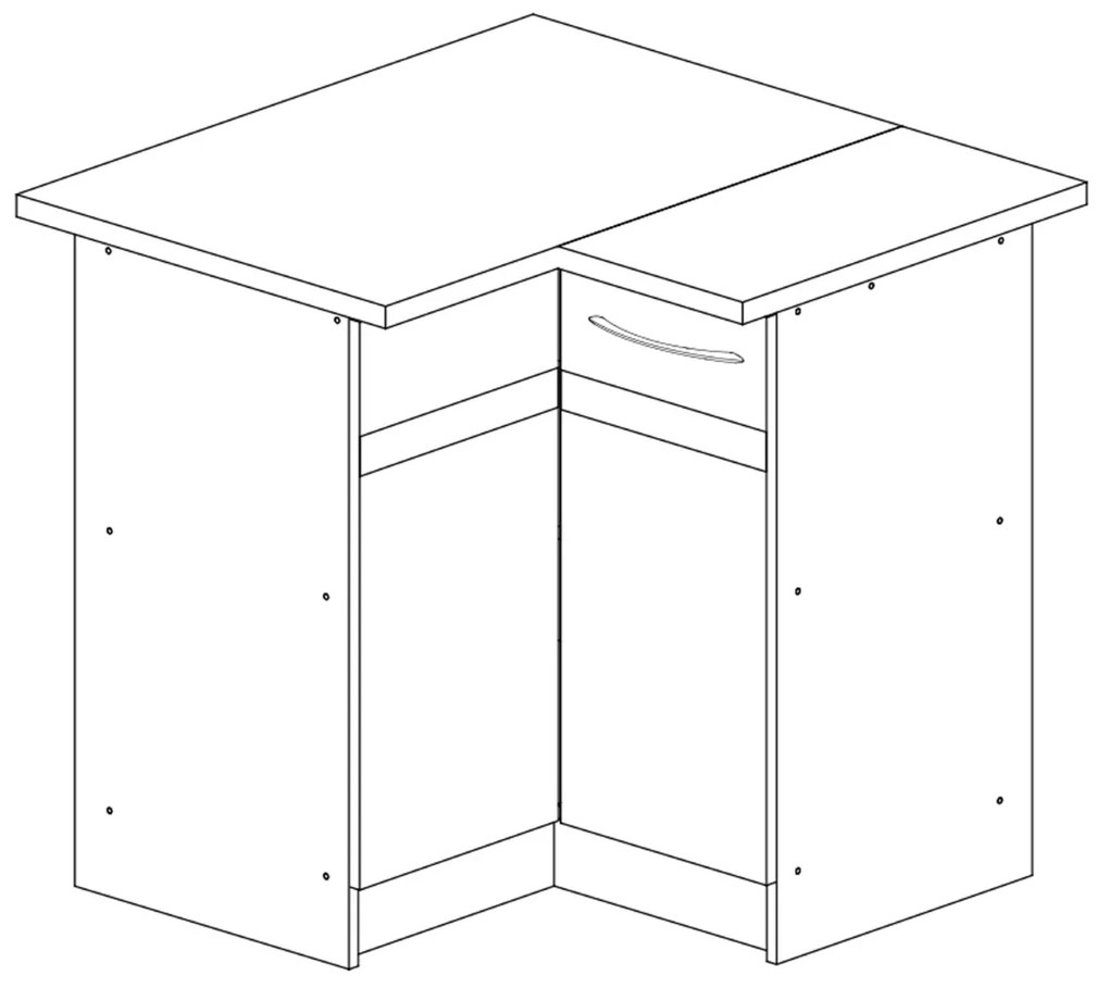 Rohová kuchynská skrinka Livia 90 cm ľavá tmavohnedá/dub sonoma