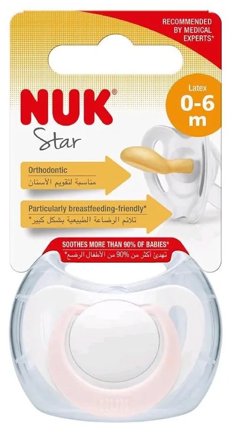 Dojčenský latexový cumlík NUK Star 0-6 m ružový
