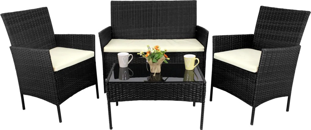 CH Súprava ratanového nábytku - čierna