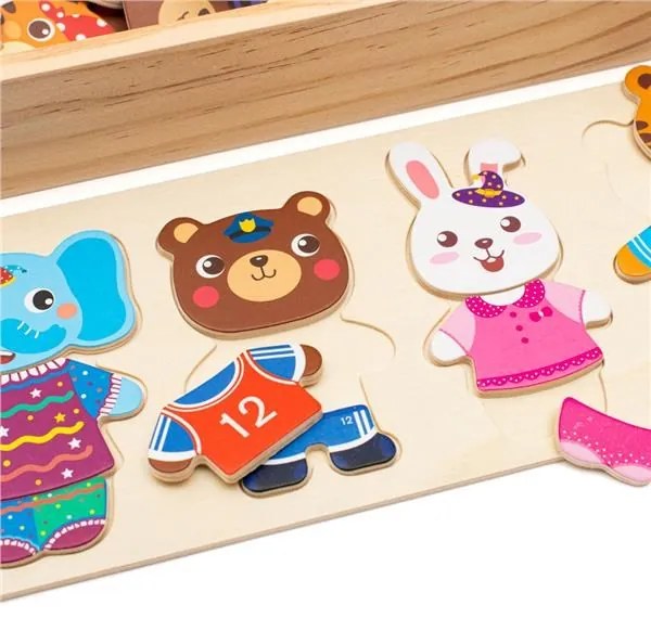Vkladačka puzzle v krabičke zvieratká Montessori Baby Mix