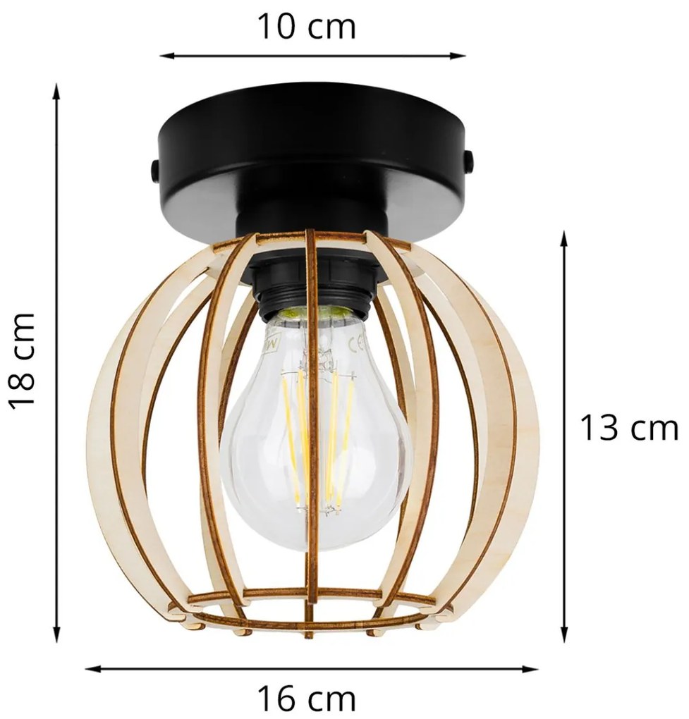 Stropné svietidlo TIMBER 8, 1x drevené tienidlo, KB