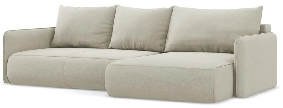 Krémovobiela rozkladacia/s úložným priestorom rohová pohovka (pravý roh) Nanea – Makamii