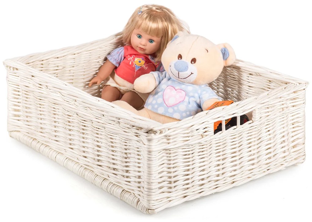 Prútená zásuvka bielená Fole II.š. 46 x hl. 40 x v. 18(cm)