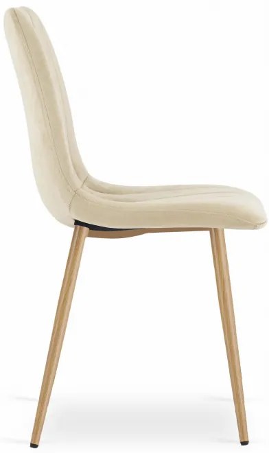 Jedálenská stolička LAVA zamatová svetlobéžová / drevené nohy