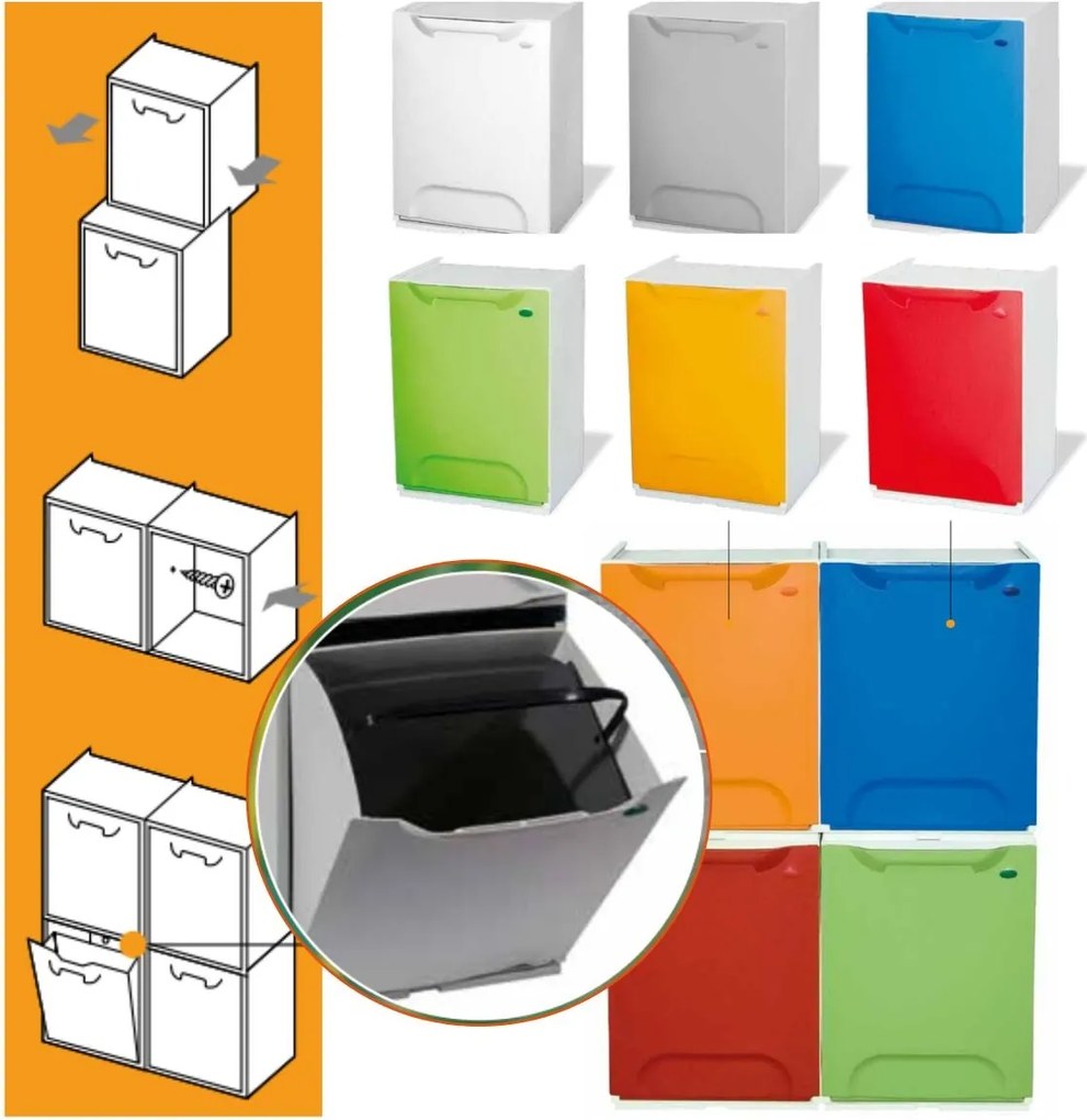 ARTPLAST Úložný box / kôš výklopný Eco-Logico červený 34x29x47 cm