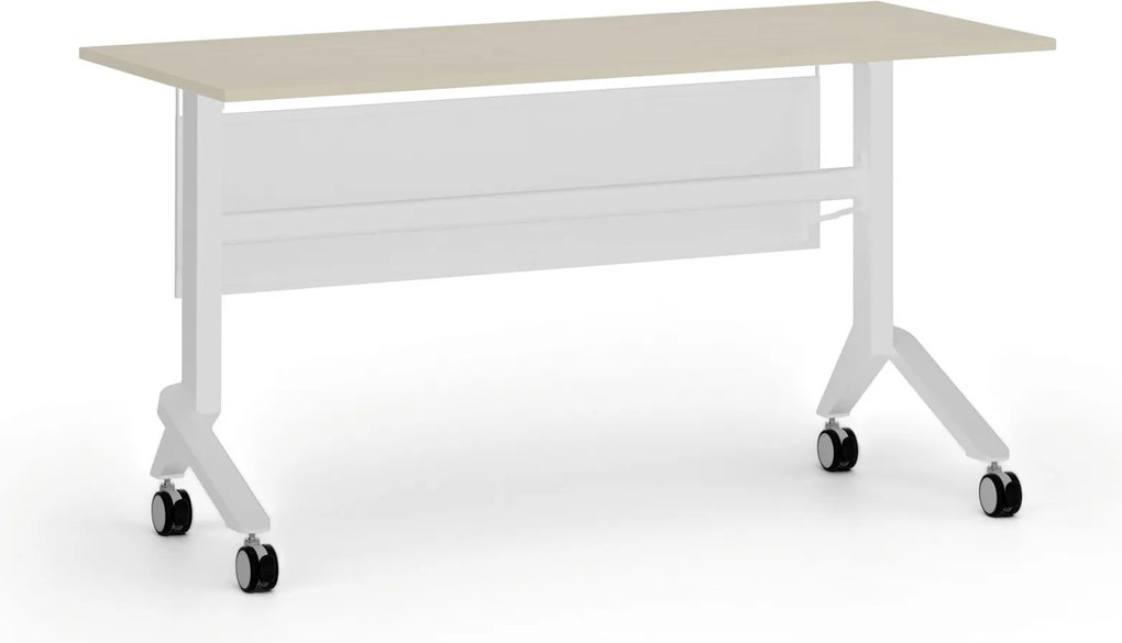 Mobilný stôl PRIMO MOVE, 140x60 cm, biela podnož, breza