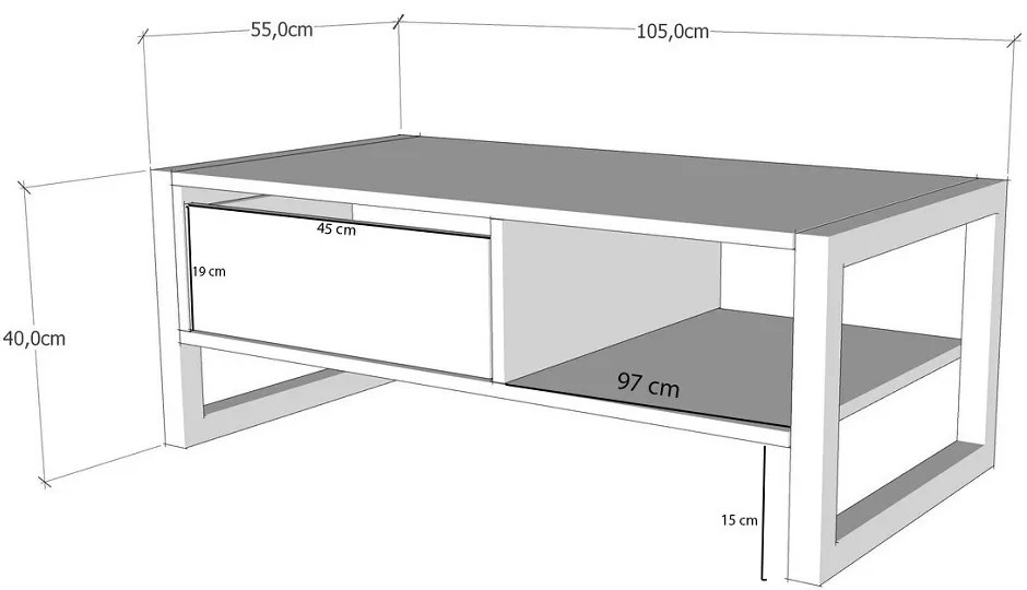 Dizajnový konferenčný stolík Paresh 105 cm borovica