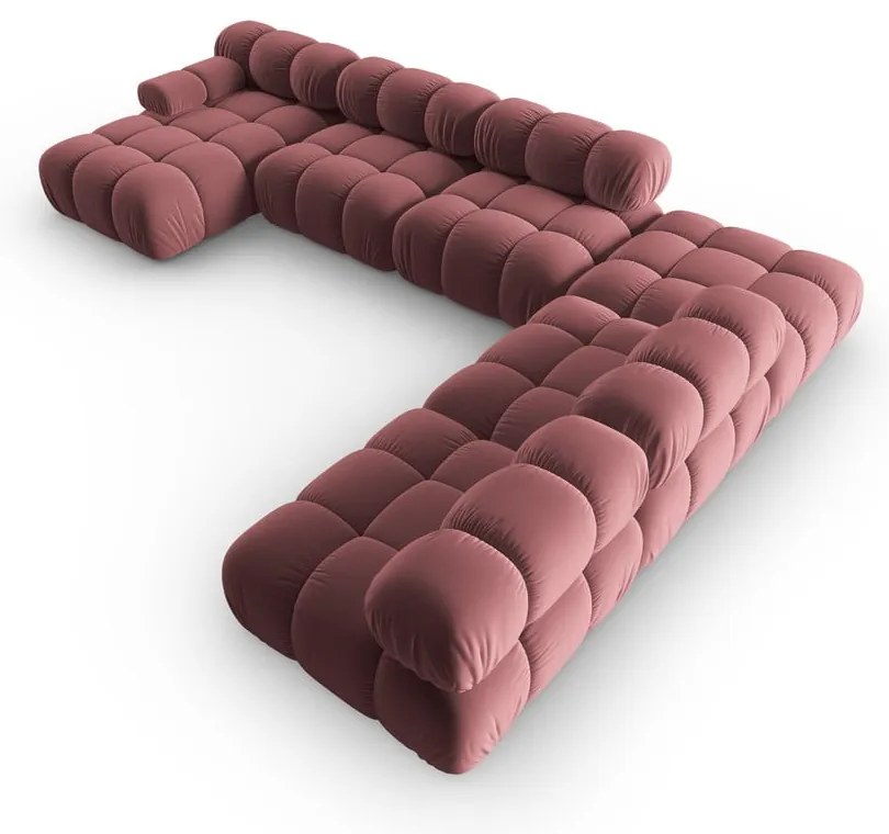 Ružová zamatová pohovka 379 cm Bellis – Micadoni Home