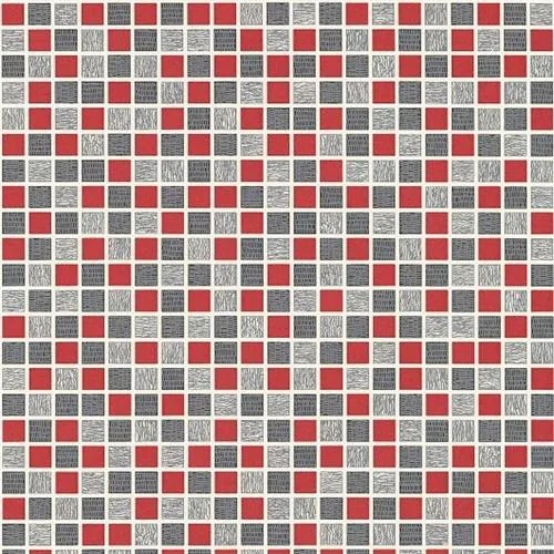 Vinylové tapety, mozaika sivo-červená, 135745, IMPOL TRADE, rozmer 10,05 m x 0,53 m