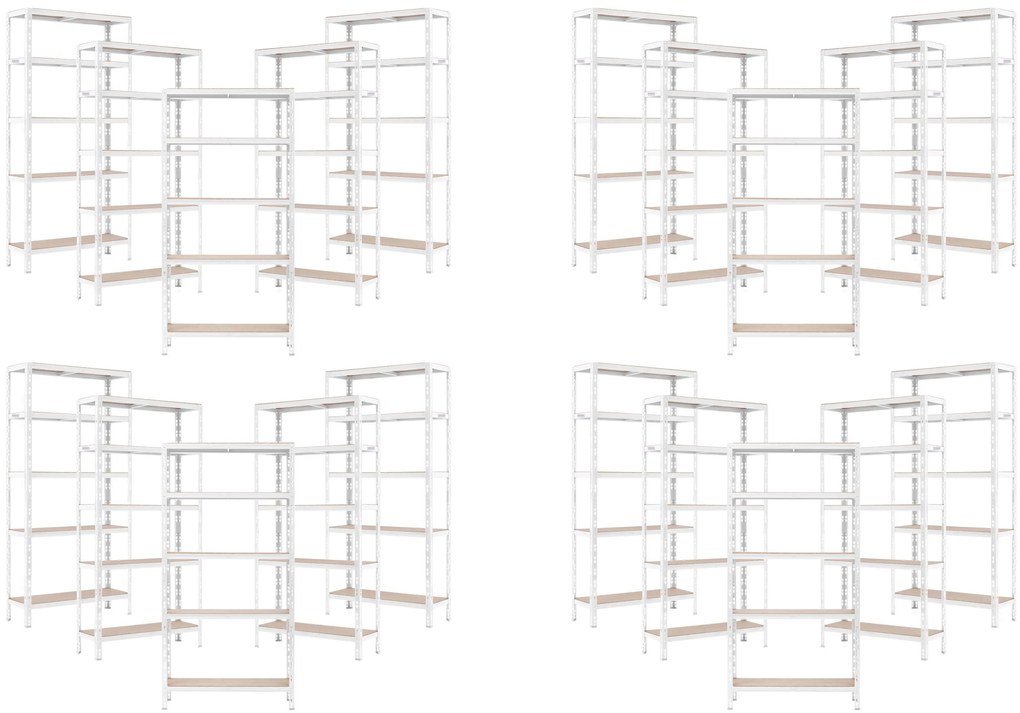 Balíček 20xSUPER EKO HIT - Policový regál Trestles RNDU-KUI 1800x900x300, nosnosť 875 kg, 5 políc Farba: biela