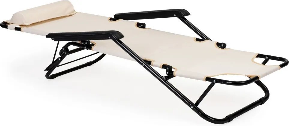 Ležadlo s opierkou hlavy, skladacia konštrukcia, béžové