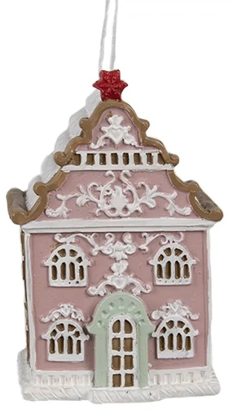 Závesná vianočná ružová ozdoba perníková chalúpka Gingerbread - 6*4*9 cm