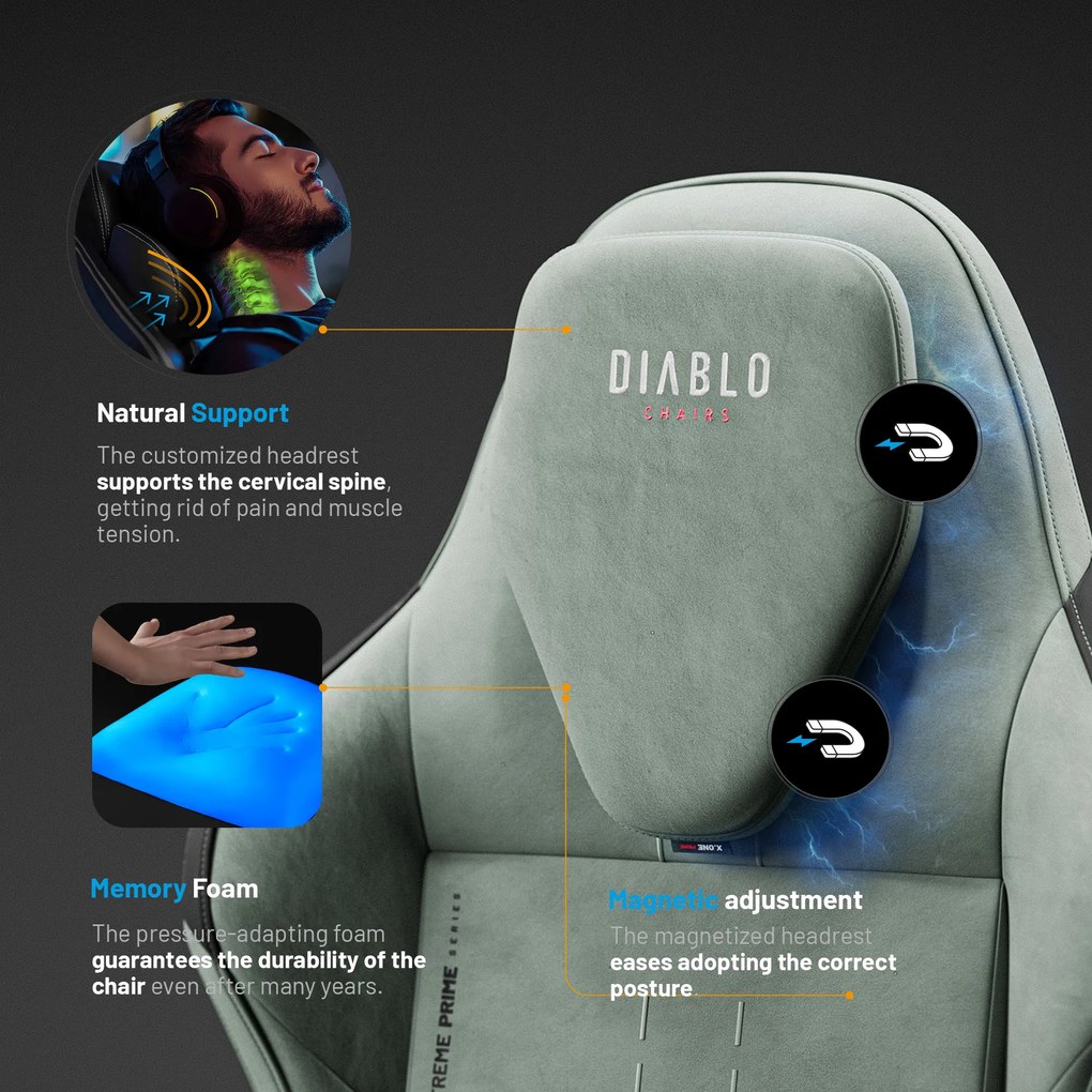 Zelené herné kreslo Diablo X.ONE Prime Ghotic Green
