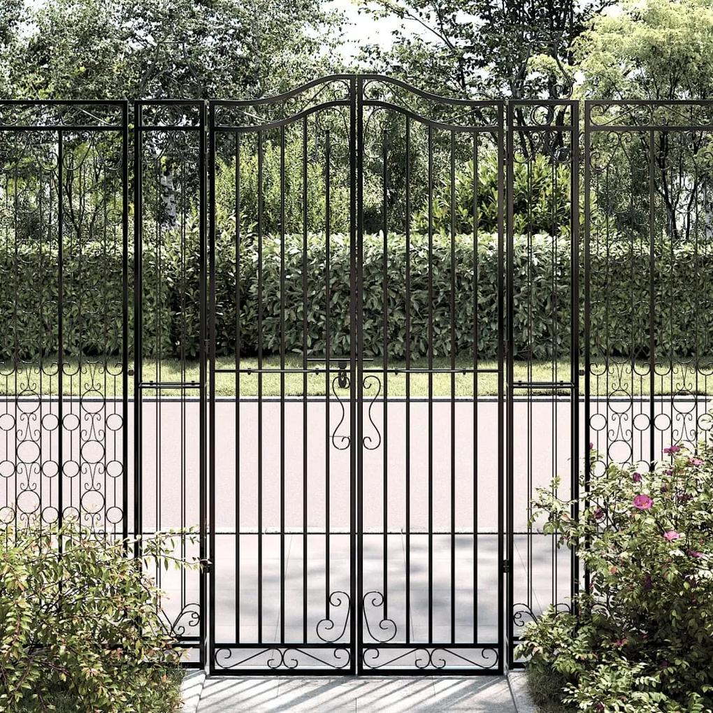 Záhradná brána čierna 121x8x180 cm kované železo 363433