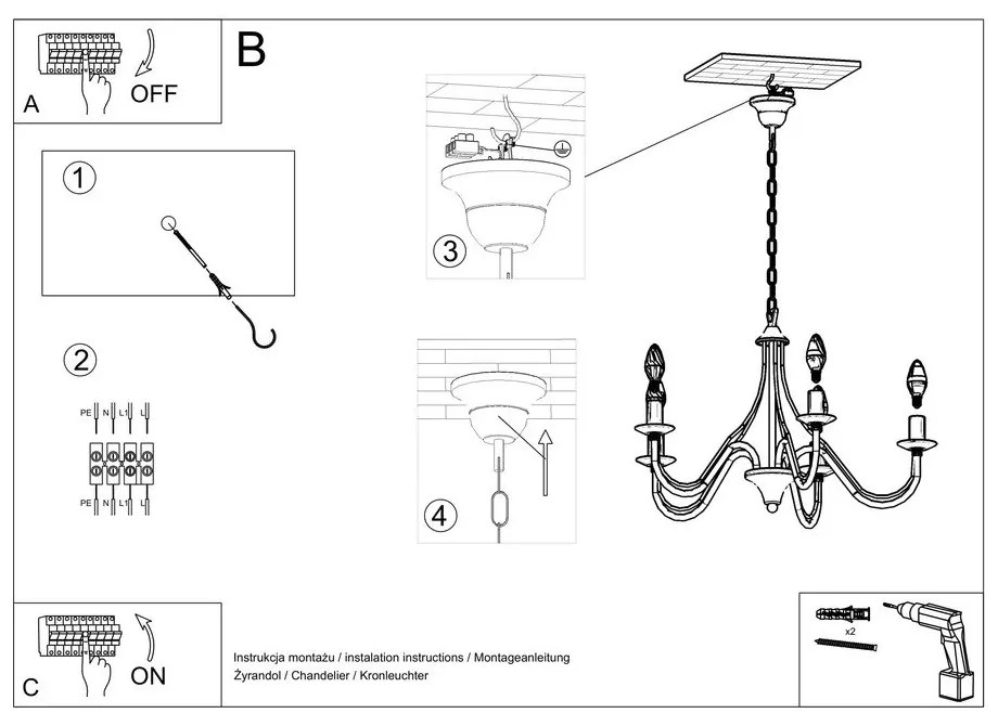 Čierne stropné svetlo Sollux Floriano 7
