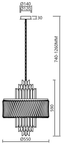Luster na reťazi MARGOT 9xE14/40W/230V pr. 55 cm zlatá