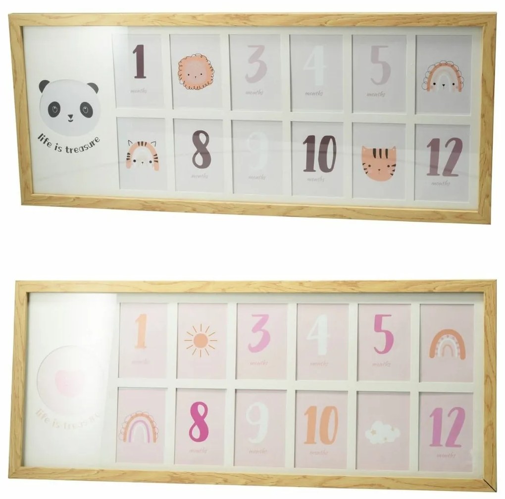 Detský fotorámček Panda, 60 x 25 x 1,8 cm, MDF, 12x 6 x 9 cm