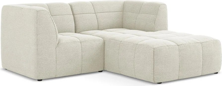 Béžová rohová pohovka z textílie buklé (pravý roh/s leňoškou) Aloha – Makamii