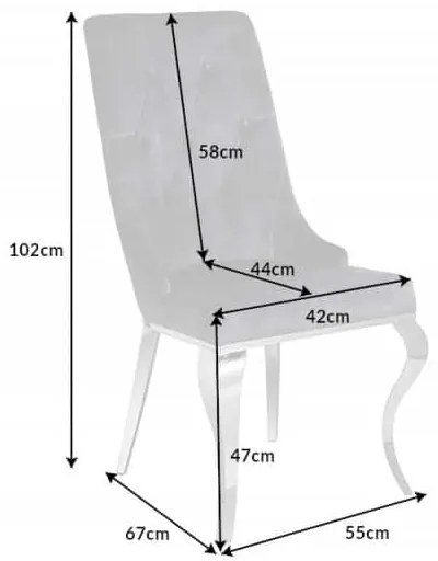 Stolička Modern Barock sivá zamat / s úchytom