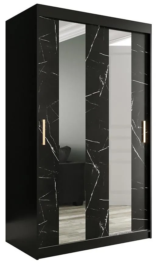 Skriňa Marmur Pole 120 čierna/mramor čierna