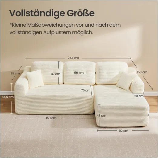 Modulárna rohová sedačka LCS184WD01 krémová