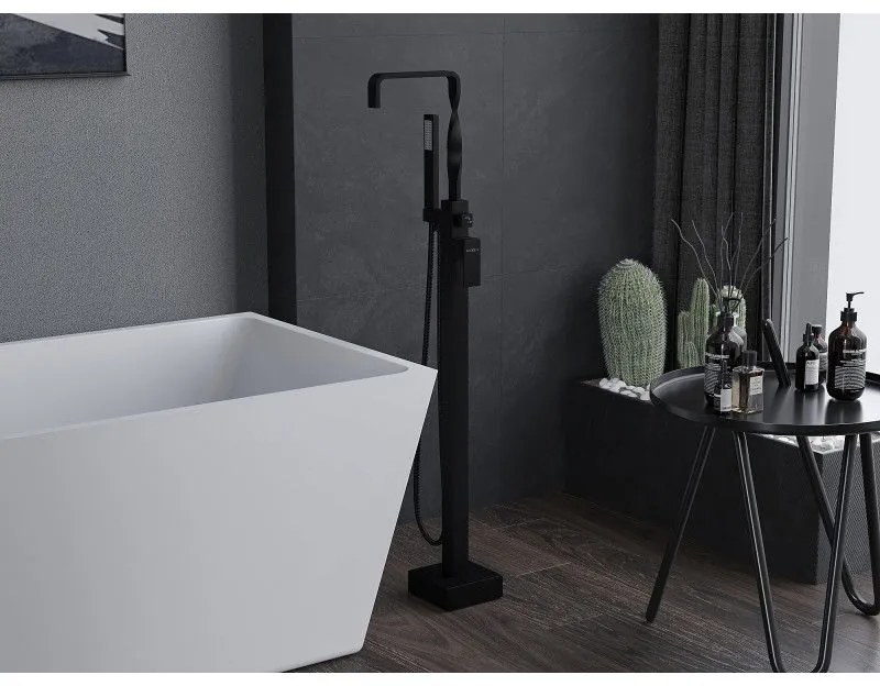 Mexen Avila, voľnostojaca vaňová batéria, čierna, 75833-70