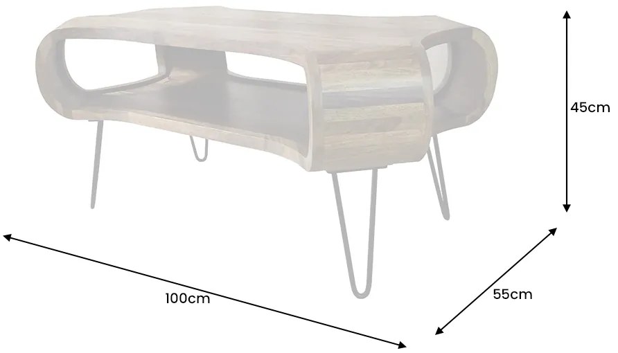 Dizajnový konferenčný stolík Lorelei 100 cm Sheesham